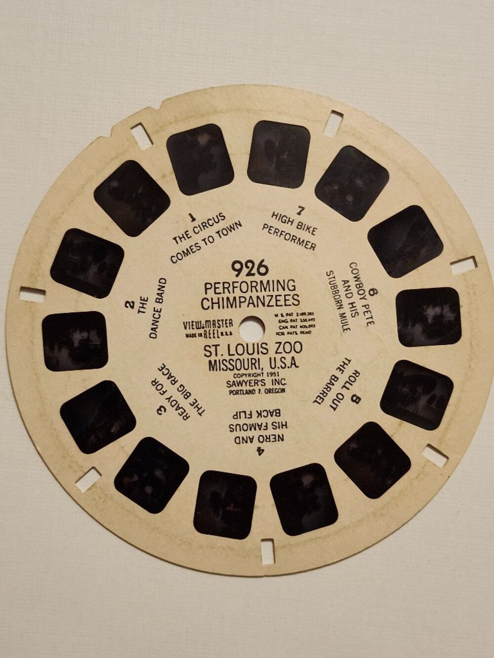 ADORABLE Performing Chimpanzees St. Louis Zoo Missouri View Master Reel 1961